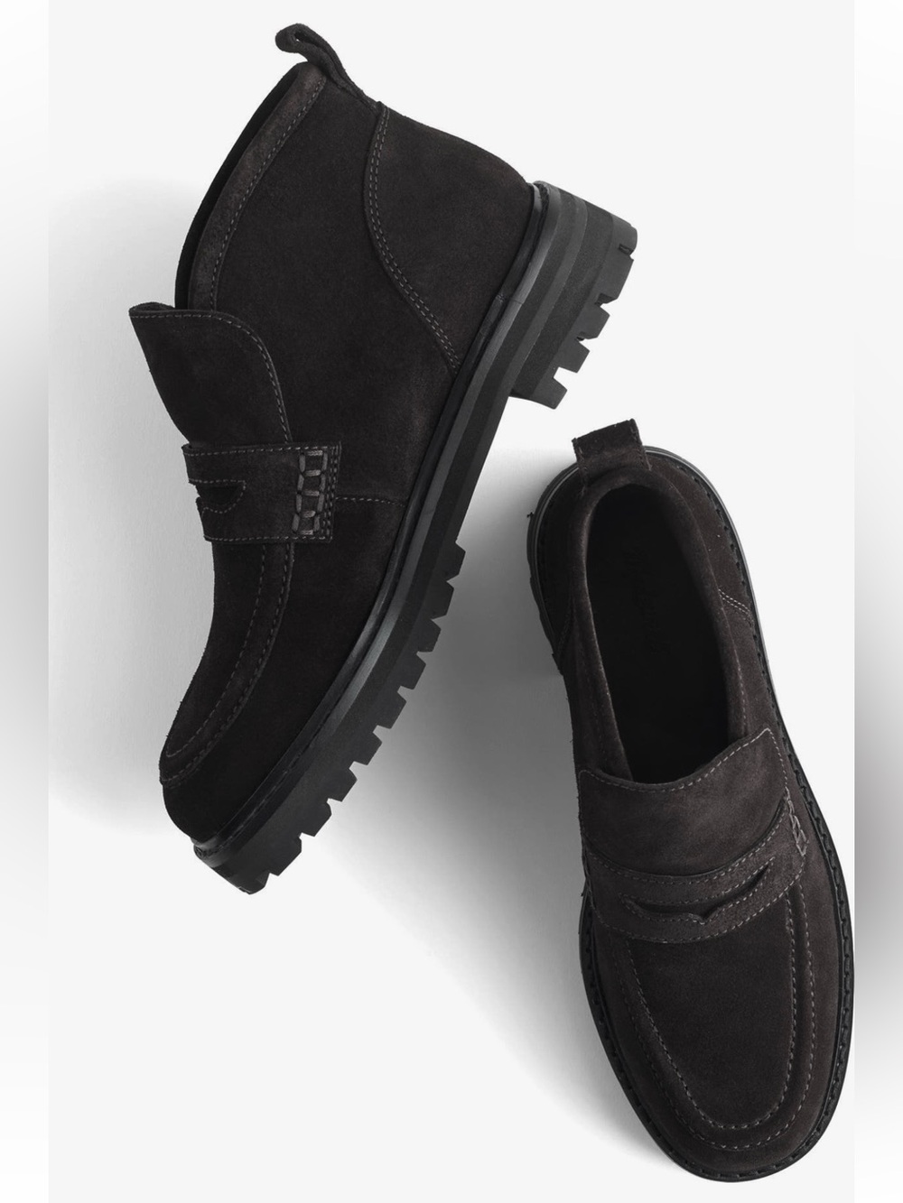Madewell Suede Lug Loafer Booties Black